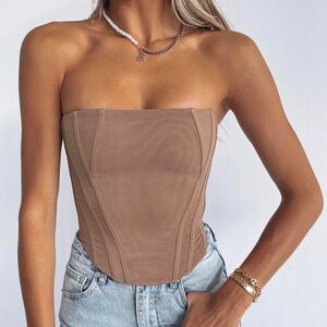 White Fox Boutique Sharp Edges Bustier Dark Nude NWT Sz S